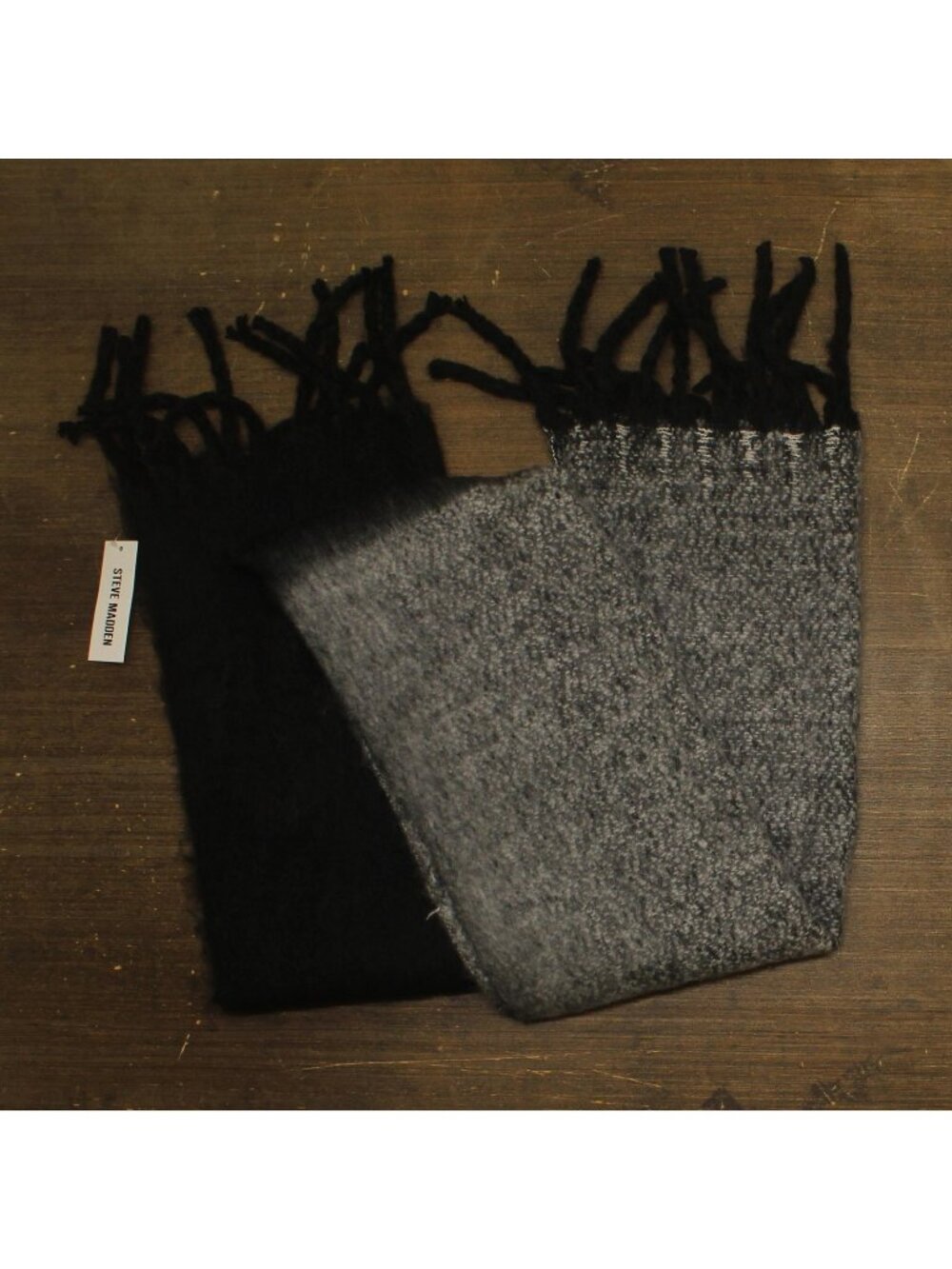 NWT Steve Madden Womens Oversized Lofty Winter Scarf Fringe SMA-5126 Black Multi